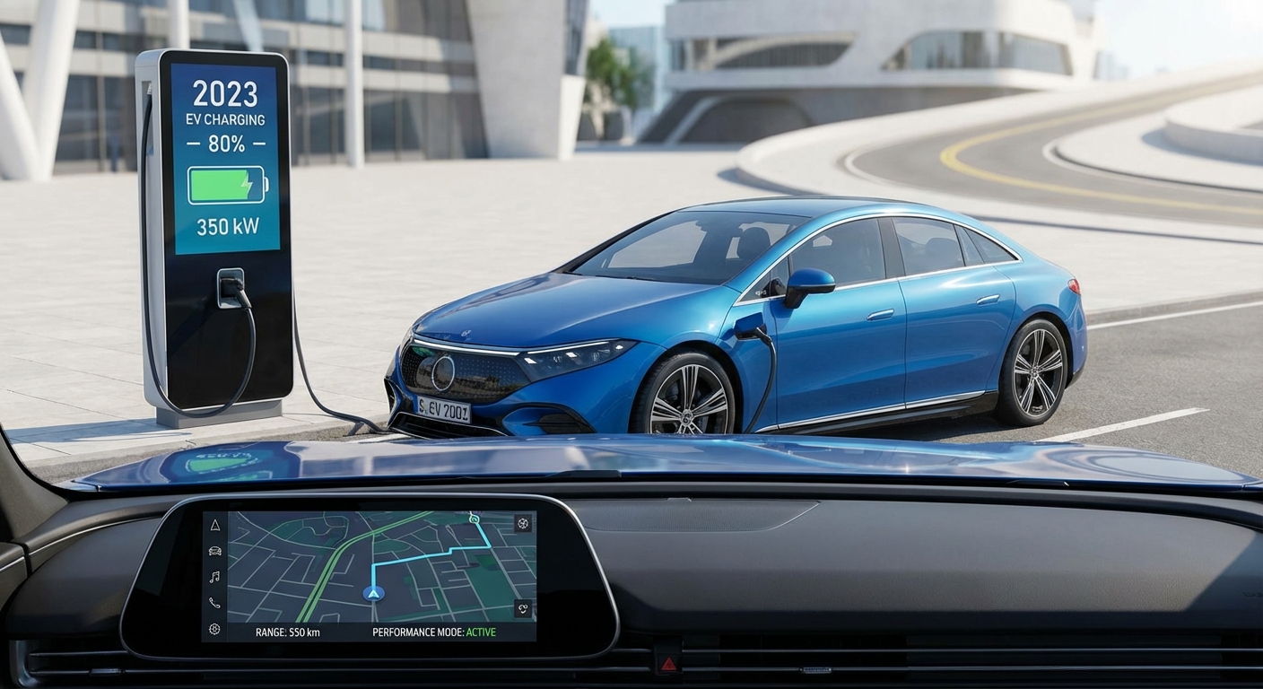 Voiture électrique haute performance en action démontrant les capacités d'accélération et de vitesse des véhicules électriques modernes