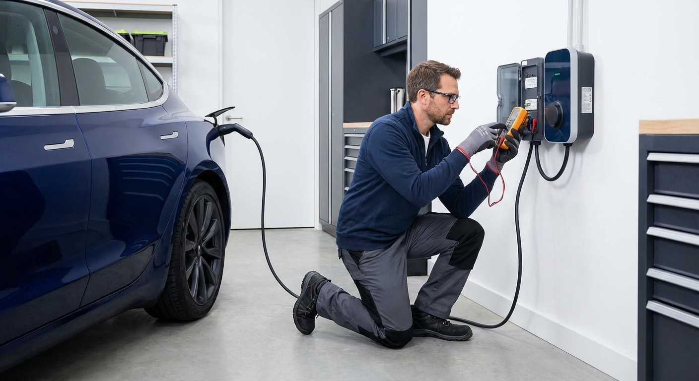 Borne de recharge pour véhicule électrique installée de manière sécurisée à domicile