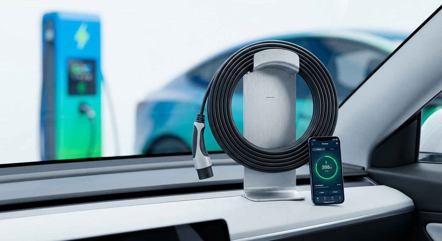 Borne de recharge pour voitures électriques illustrant l'infrastructure nécessaire
