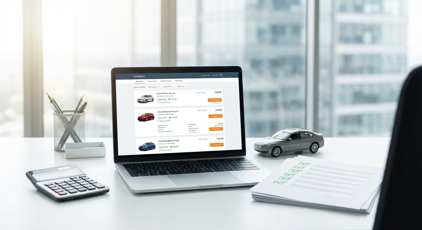 Comparaison de différentes offres d'assurance automobile sur ordinateur pour trouver le meilleur prix