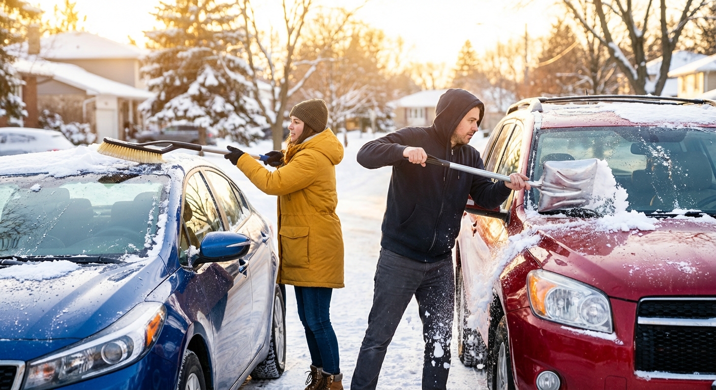 Les bons et les mauvais moyens de dégager la neige de votre voiture