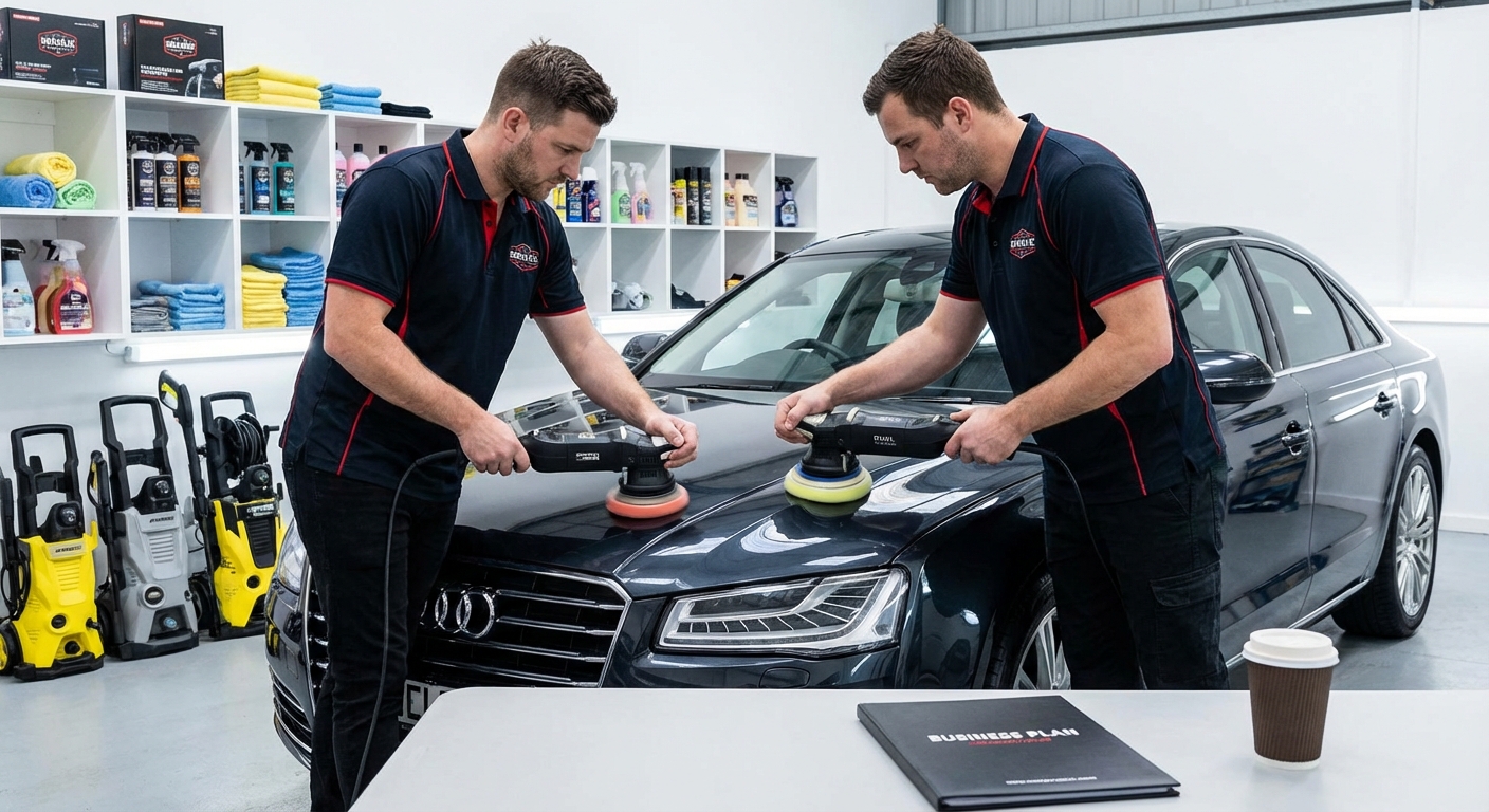 Équipement professionnel pour le nettoyage automobile avec aspirateurs et produits spécialisés