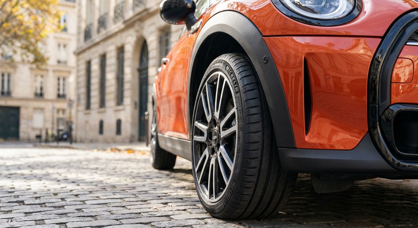 Mini Cooper S avec pneus haute performance adaptés aux conditions saisonnières