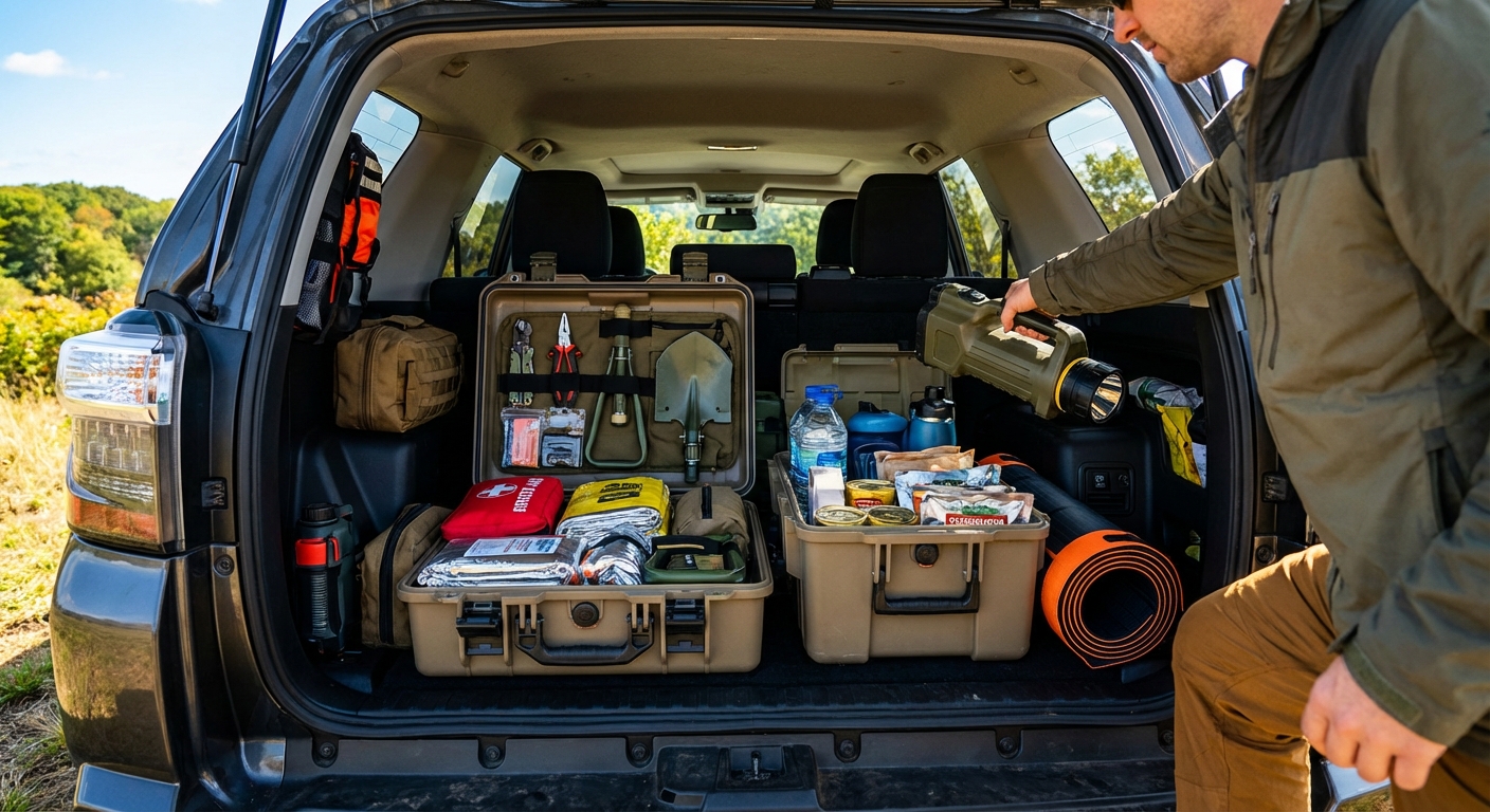 Quel équipement emporter dans le coffre de la voiture du survivaliste ?