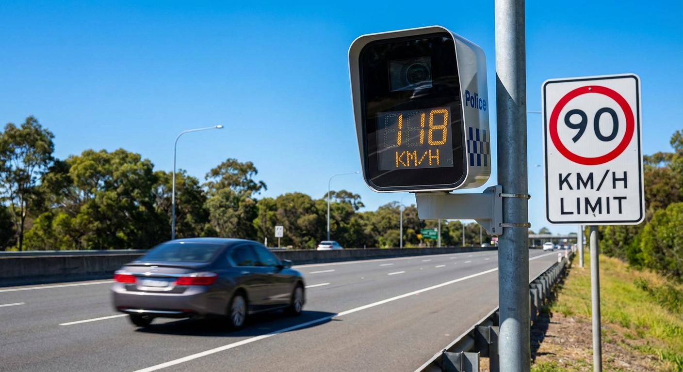 Panneau de limitation de vitesse et radar de contrôle routier