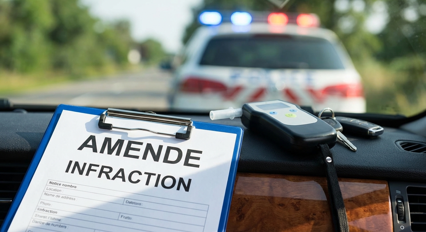 Contrôle d'alcoolémie par les forces de l'ordre avec éthylotest