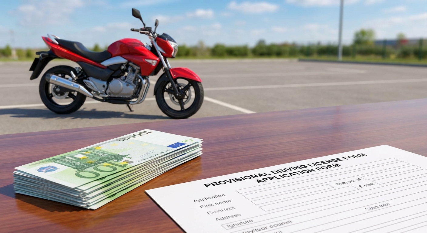 Candidat effectuant l'épreuve plateau du permis moto avec exercices de maniabilité